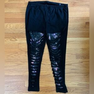 Torrid Leggings Women’s 3 (3X) Multicolor Shredded Front with Cosmic Underlay